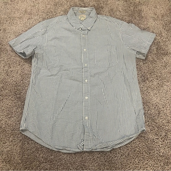 {J.Crew} Men’s Seersucker Short Sleeve Button Down Top - Picture 1 of 7